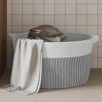 Storage Basket Grey and White Ø40x25 cm Cotton