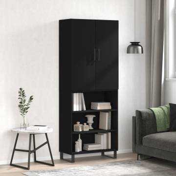 Highboard Black 69.5x34x180 cm Engineered Wood