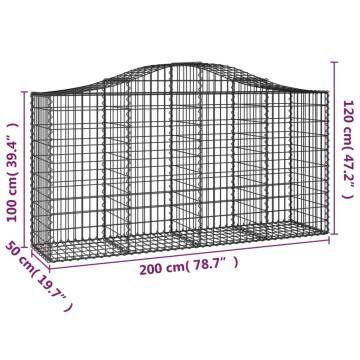 Arched Gabion Baskets 11 pcs 200x50x100/120 cm Galvanised Iron