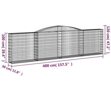 Arched Gabion Baskets 25 pcs 400x30x100/120 cm Galvanised Iron