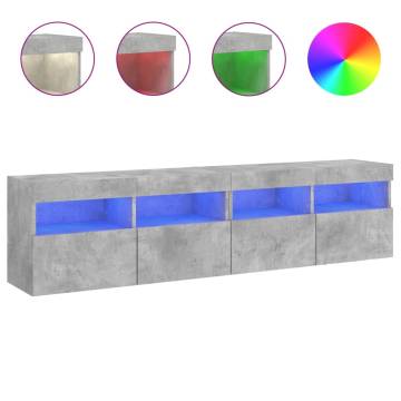 TV Wall Cabinets with LED Lights 2 pcs Concrete Grey 80x30x40 cm