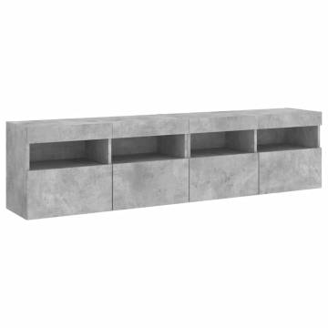 TV Wall Cabinets with LED Lights 2 pcs Concrete Grey 80x30x40 cm