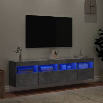 TV Wall Cabinets with LED Lights 2 pcs Concrete Grey 80x30x40 cm