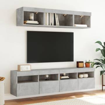 TV Wall Cabinets with LED Lights 2 pcs Concrete Grey 80x30x40 cm