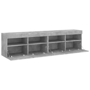 TV Wall Cabinets with LED Lights 2 pcs Concrete Grey 80x30x40 cm