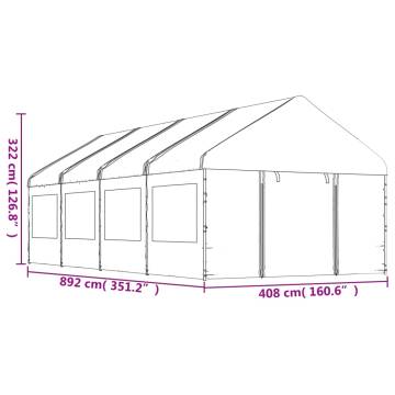 Gazebo with Roof White 8.92x4.08x3.22 m Polyethylene