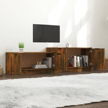 TV Cabinet Smoked Oak 158.5x36x45 cm Engineered Wood