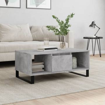 Coffee Table Concrete Grey 90x50x36.5 cm Engineered Wood