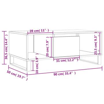 Coffee Table Concrete Grey 90x50x36.5 cm Engineered Wood