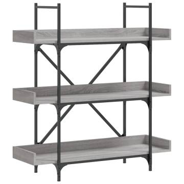 Bookcase 3-Tier Grey Sonoma 100x33x108.5 cm Engineered Wood