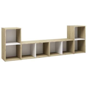 TV Cabinets 4 pcs White and Sonoma Oak 72x35x36.5 cm Engineered Wood