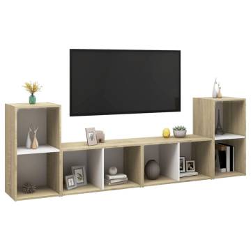 TV Cabinets 4 pcs White and Sonoma Oak 72x35x36.5 cm Engineered Wood