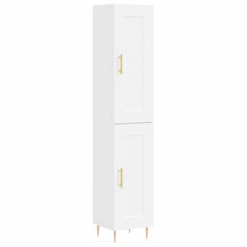 Highboard High Gloss White 34.5x34x180 cm Engineered Wood