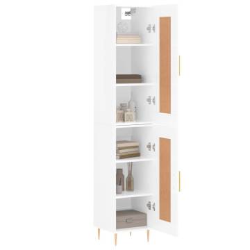 Highboard High Gloss White 34.5x34x180 cm Engineered Wood