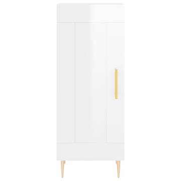 Highboard High Gloss White 34.5x34x180 cm Engineered Wood