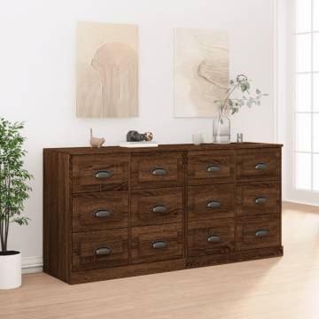 Sideboards 2 pcs Brown Oak Engineered Wood