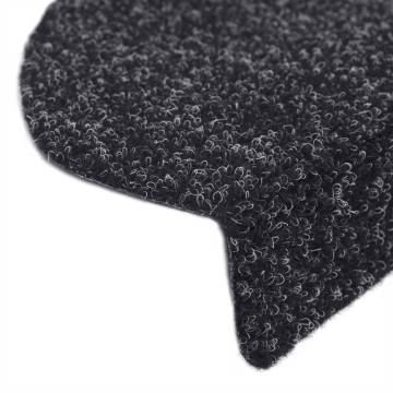 15 pcs Self-adhesive Stair Mats Needle Punch 65x21x4 cm Black