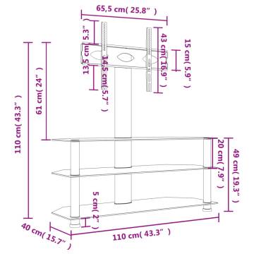 Corner TV Stand 3-Tiers for 32-70 Inch Black