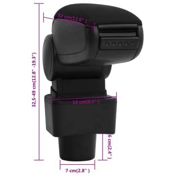 Car Armrest Black 13x32x(32.5-49) cm ABS