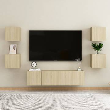 Wall Mounted TV Cabinets 4 pcs Sonoma Oak 30.5x30x30 cm