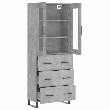 Highboard Concrete Grey 69.5x34x180 cm Engineered Wood