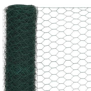 Chicken Wire Fence Steel with PVC Coating 25x1.2 m Green