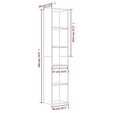 Book Cabinet Smoked Oak 40x30x189 cm Engineered Wood