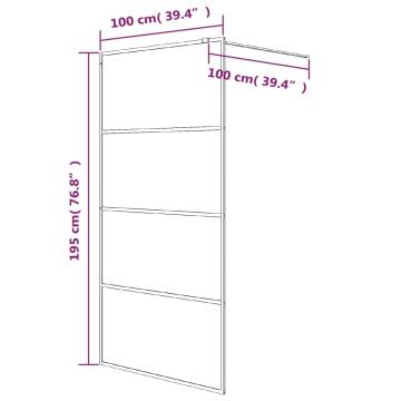 Walk-in Shower Wall White 100x195 cm Clear ESG Glass