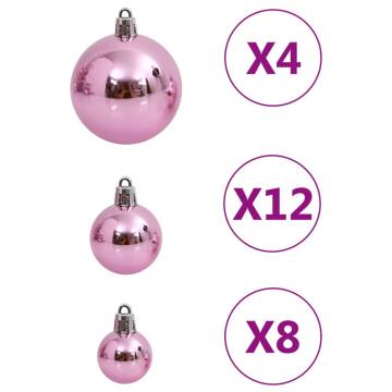 111 Piece Christmas Bauble Set Pink Polystyrene