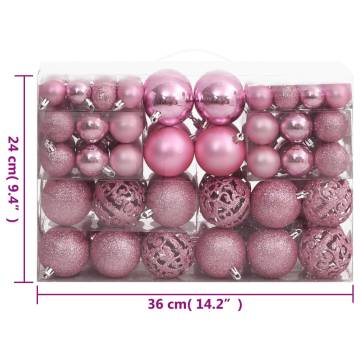 111 Piece Christmas Bauble Set Pink Polystyrene