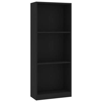 3-Tier Book Cabinet Black 40x24x108 cm Engineered Wood