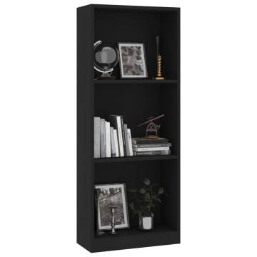 3-Tier Book Cabinet Black 40x24x108 cm Engineered Wood