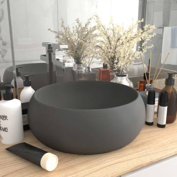 Luxury Wash Basin Round Matt Dark Grey 40x15 cm Ceramic