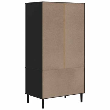 Wardrobe SENJA Rattan Look Black 90x55x175 cm Solid Wood Pine