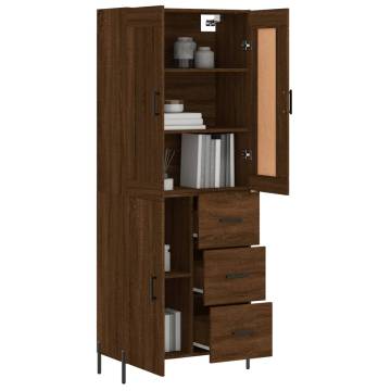 Highboard Brown Oak 69.5x34x180 cm Engineered Wood