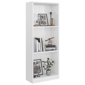 3-Tier Book Cabinet High Gloss White 40x24x108 cm Engineered Wood