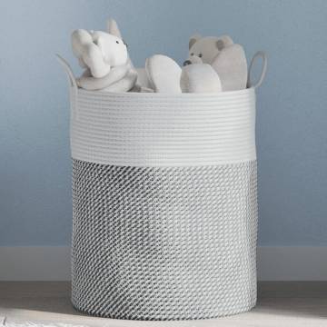 Storage Basket Grey and White Ø38x46 cm Cotton