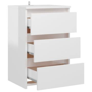 Bed Cabinet High Gloss White 40x35x62.5 cm Engineered Wood