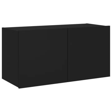 TV Wall Cabinet with LED Lights Black 80x35x41 cm