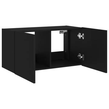 TV Wall Cabinet with LED Lights Black 80x35x41 cm