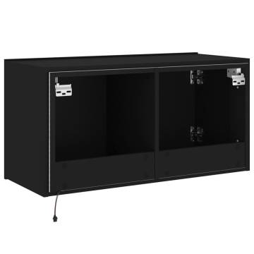 TV Wall Cabinet with LED Lights Black 80x35x41 cm