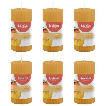 Bolsius Ribbed Pillar Scented Candles 6 pcs 120x58 mm Mango