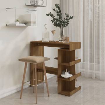 Bar Table with Storage Rack Brown Oak 100x50x101.5cm Engineered Wood