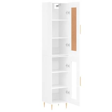 Highboard High Gloss White 34.5x34x180 cm Engineered Wood