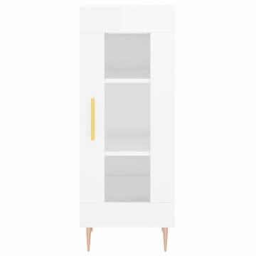 Highboard High Gloss White 34.5x34x180 cm Engineered Wood