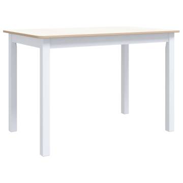 Dining Table White and Brown 114x71x75 cm Solid Rubber Wood