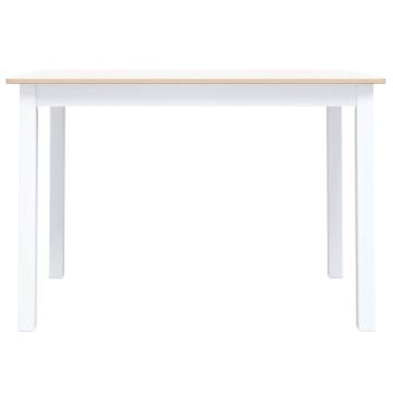 Dining Table White and Brown 114x71x75 cm Solid Rubber Wood