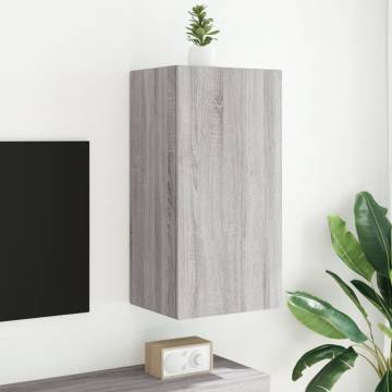 TV Wall Cabinet with LED Lights Grey Sonoma 40.5x35x80 cm