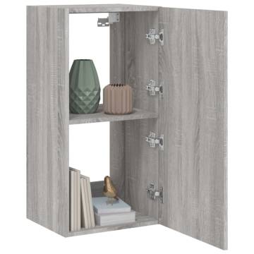 TV Wall Cabinet with LED Lights Grey Sonoma 40.5x35x80 cm