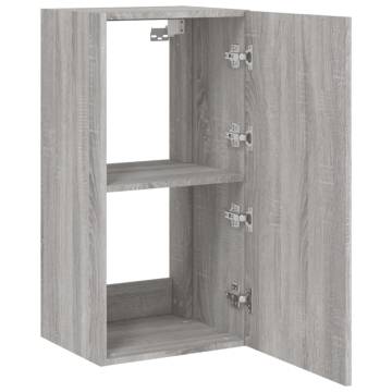 TV Wall Cabinet with LED Lights Grey Sonoma 40.5x35x80 cm